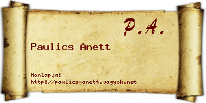 Paulics Anett névjegykártya